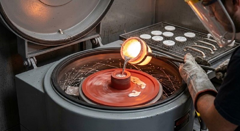 Spin Casting Molten Pewter into Silicone Molds